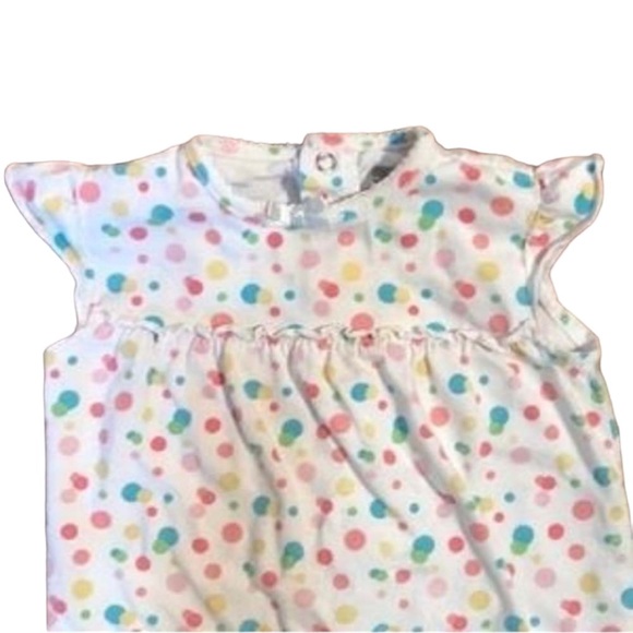 Okie Dokie Polka Dot Onesie White & Multi Colored Dots 12 Months - Picture 2 of 5